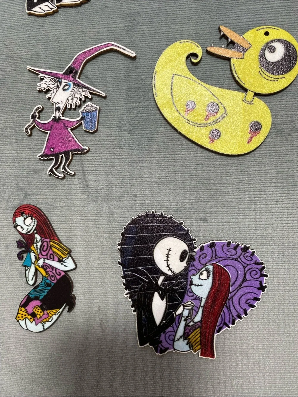 Nightmare Before Christmas Wooden Ornaments NWOT 9 piece and Gift Bag